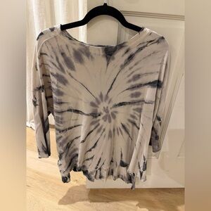 Raquel Allegra Tie-Dye Long Sleeve Top - Black and Cream